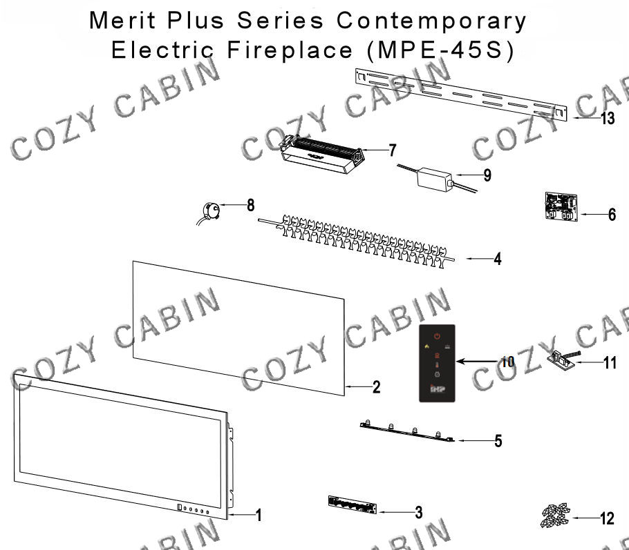 Merit Plus Series Contemporary Electric Fireplace (MPE-45S) #MPE-45S